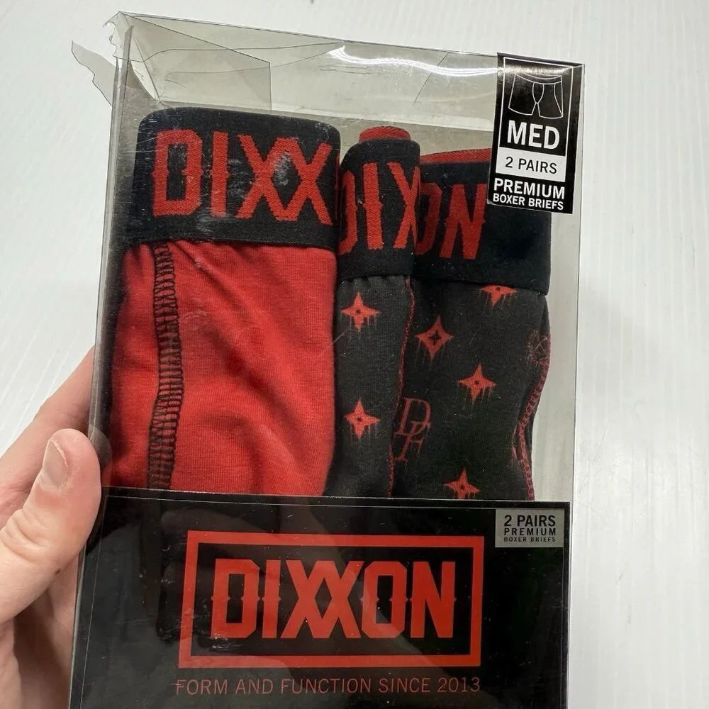Dixxon Men’s Premium Boxer Briefs 2 Pack Red Black Medium M Underwear New Sealed